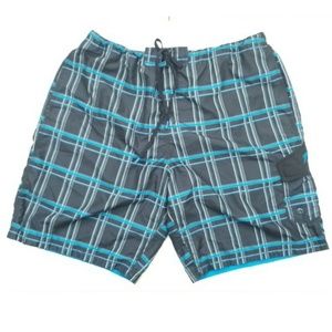 Speedo Mens Blue Black Plaid Swim Trunks